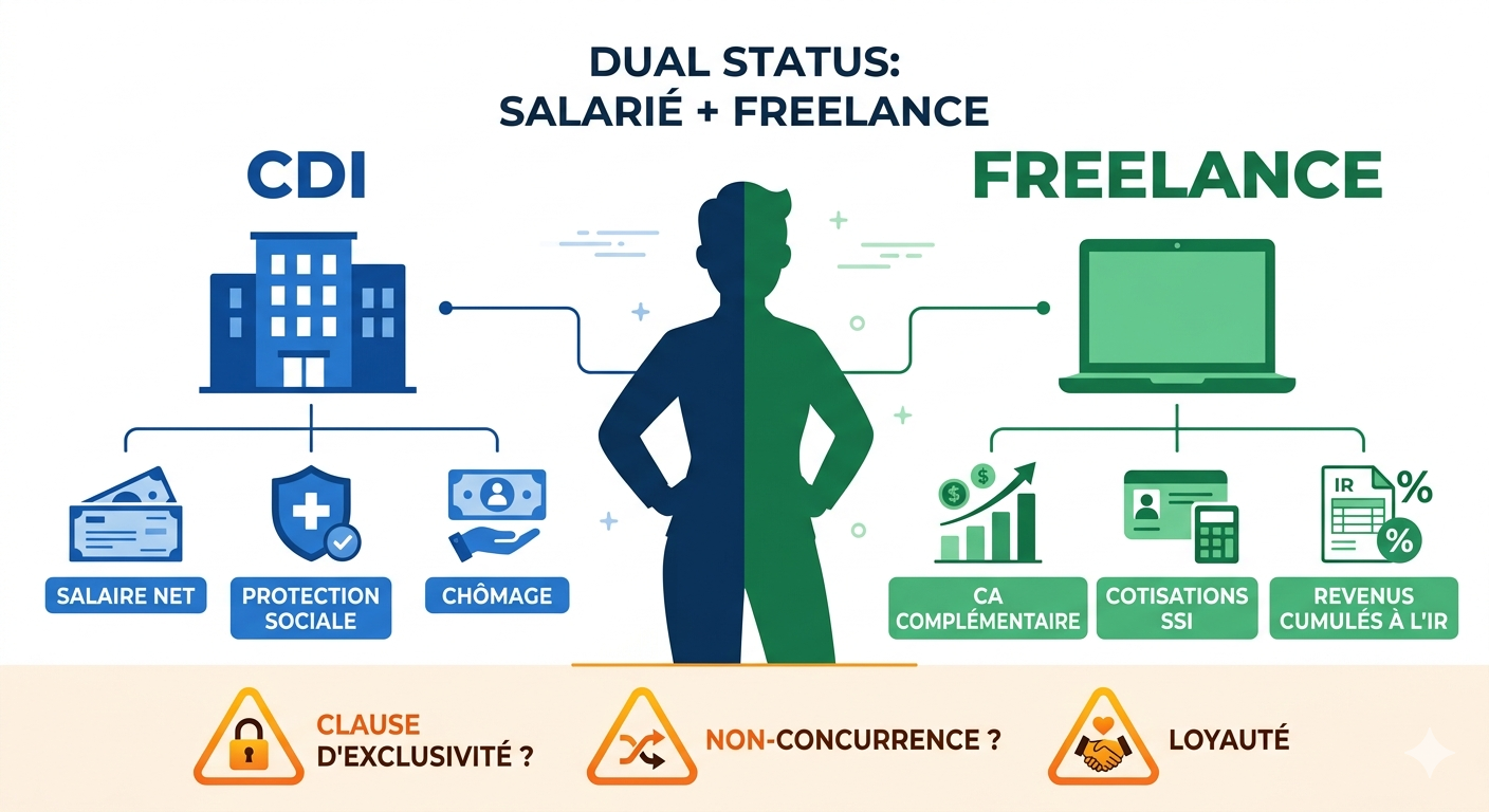 Double statut salarié et freelance : CDI plus micro-entreprise, clauses à vérifier